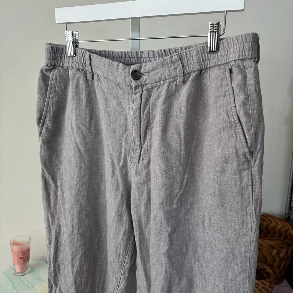 Banana Republic Gray Chinos Relaxed Fit 33x30 linen cotton blend